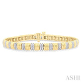 3/4 ctw Ribbed Round Cut Diamond Fashion Bracelet in 14K Yellow Gold